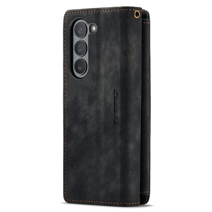 CASEME C30 Series for Samsung Galaxy Z Fold5 5G Zipper Pocket Phone Case 5 Card Slots Leather Cover with Pen Holder