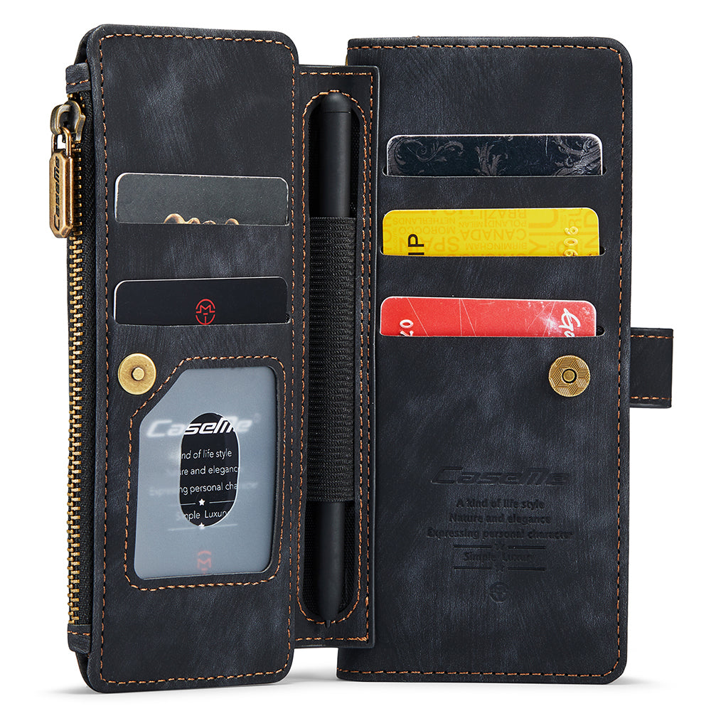 CASEME C30 Series for Samsung Galaxy Z Fold5 5G Zipper Pocket Phone Case 5 Card Slots Leather Cover with Pen Holder
