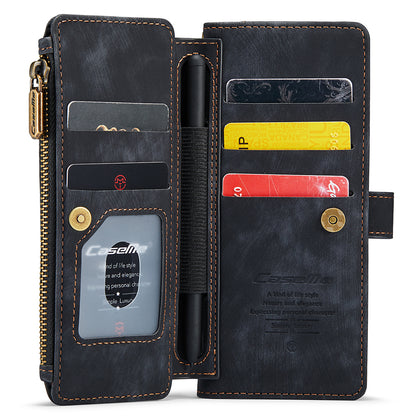 CASEME C30 Series for Samsung Galaxy Z Fold5 5G Zipper Pocket Phone Case 5 Card Slots Leather Cover with Pen Holder