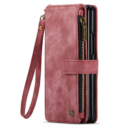 CASEME C30 Series for Samsung Galaxy Z Fold5 5G Zipper Pocket Phone Case 5 Card Slots Leather Cover with Pen Holder