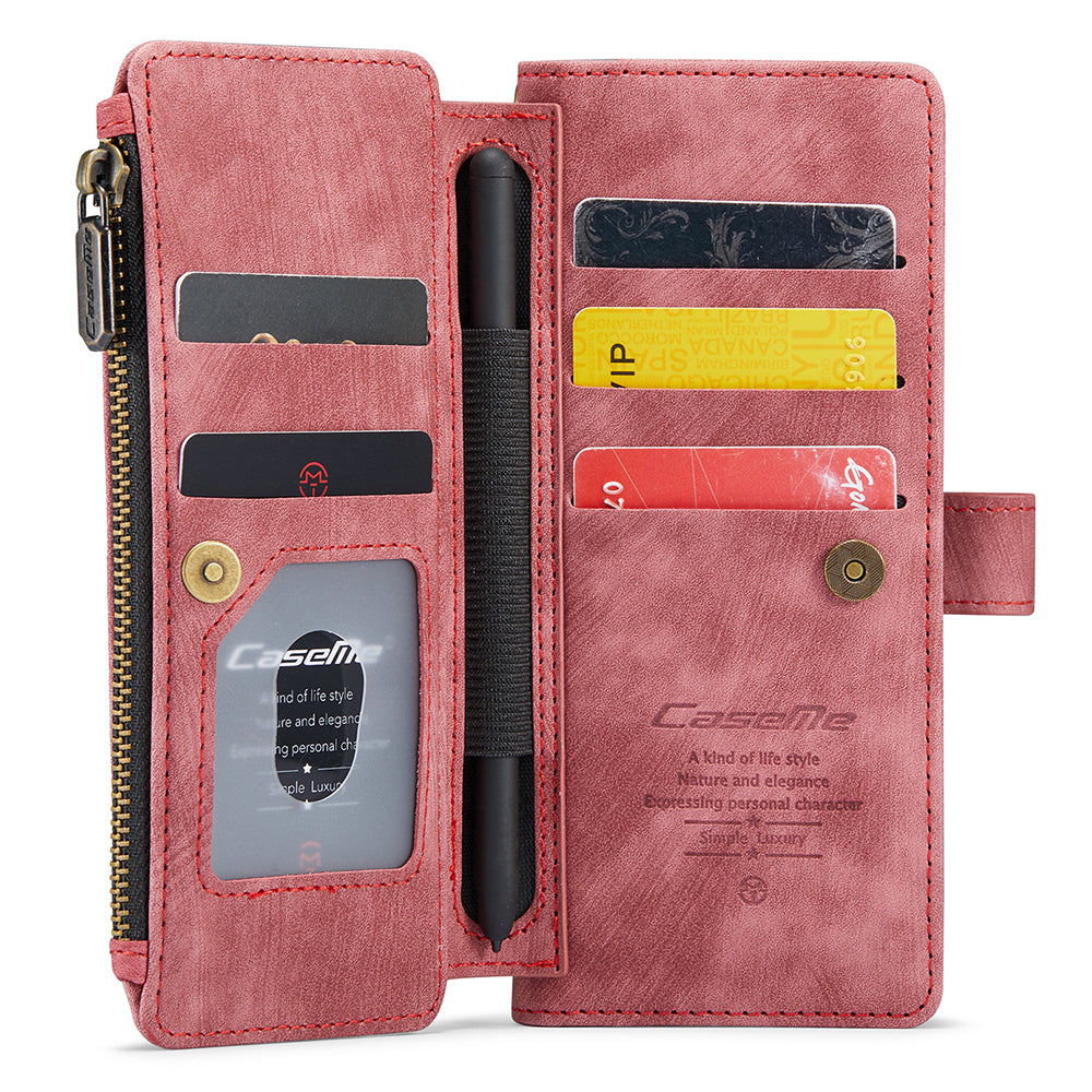 CASEME C30 Series for Samsung Galaxy Z Fold5 5G Zipper Pocket Phone Case 5 Card Slots Leather Cover with Pen Holder