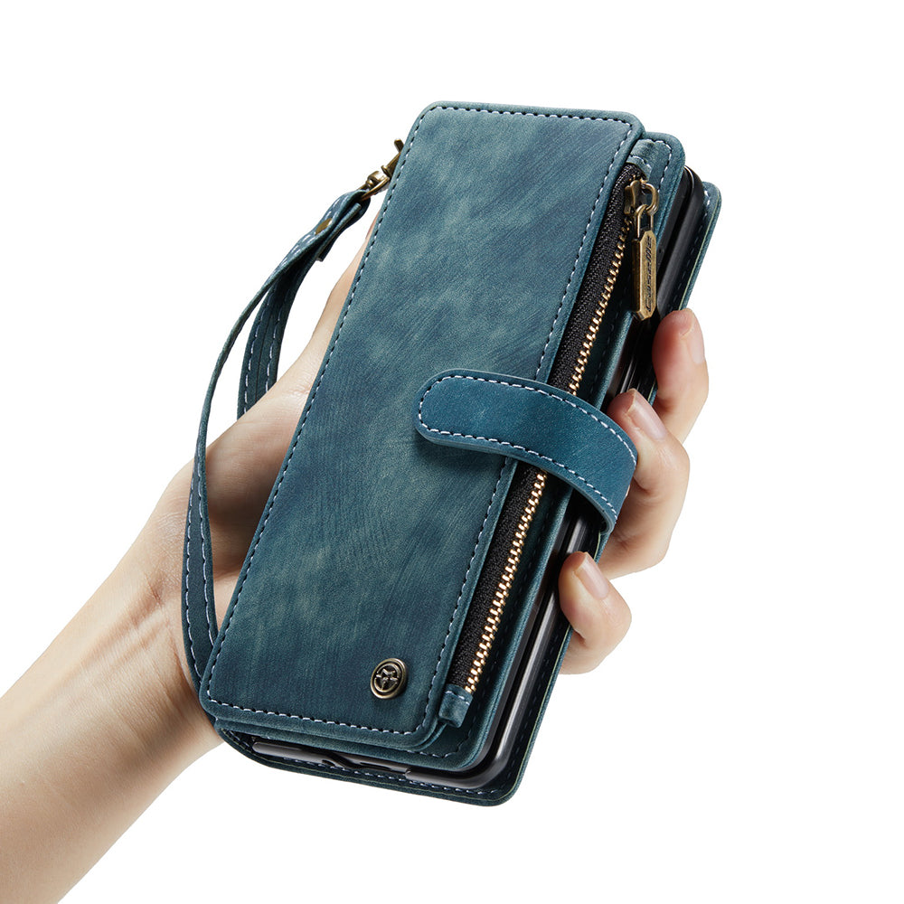 CASEME C30 Series for Samsung Galaxy Z Fold5 5G Zipper Pocket Phone Case 5 Card Slots Leather Cover with Pen Holder