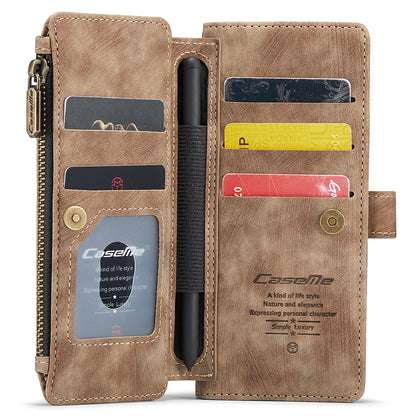 CASEME C30 Series for Samsung Galaxy Z Fold5 5G Zipper Pocket Phone Case 5 Card Slots Leather Cover with Pen Holder