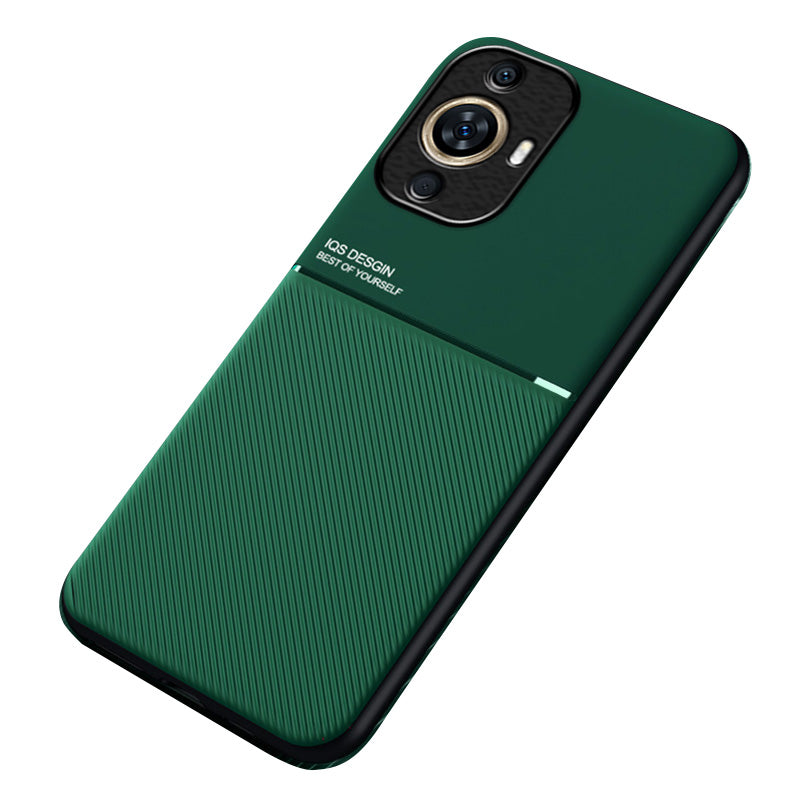 For Huawei nova 11 PU Leather+TPU Case Phone Cover with Built-in Magnetic Holder Metal Sheet
