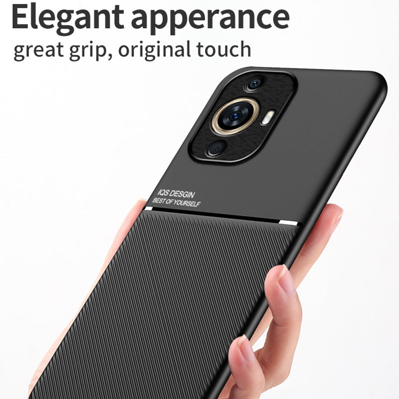 For Huawei nova 11 PU Leather+TPU Case Phone Cover with Built-in Magnetic Holder Metal Sheet