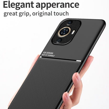 For Huawei nova 11 PU Leather+TPU Case Phone Cover with Built-in Magnetic Holder Metal Sheet