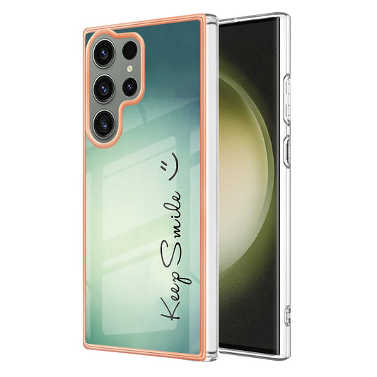YB IMD Series-19 Style D Phone Case for Samsung Galaxy S23 Ultra , 2.0mm TPU Pattern IMD Electroplating Cover