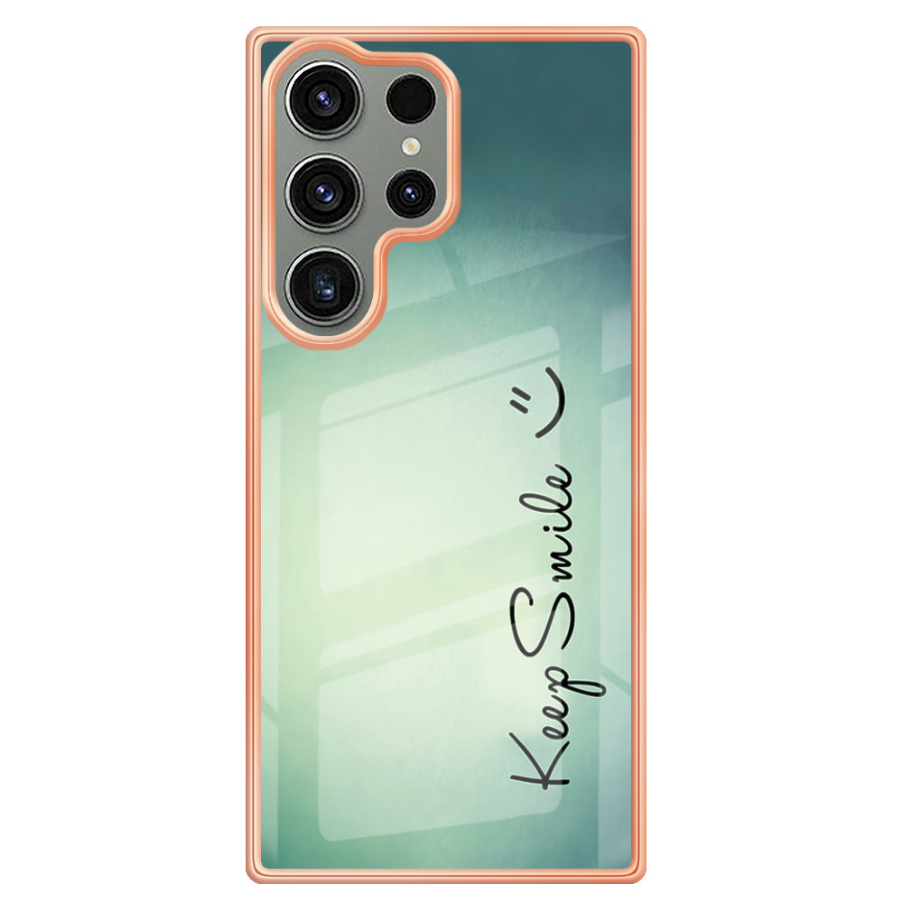 YB IMD Series-19 Style D Phone Case for Samsung Galaxy S23 Ultra , 2.0mm TPU Pattern IMD Electroplating Cover