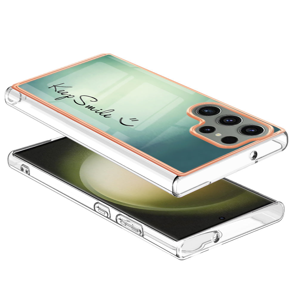 YB IMD Series-19 Style D Phone Case for Samsung Galaxy S23 Ultra , 2.0mm TPU Pattern IMD Electroplating Cover
