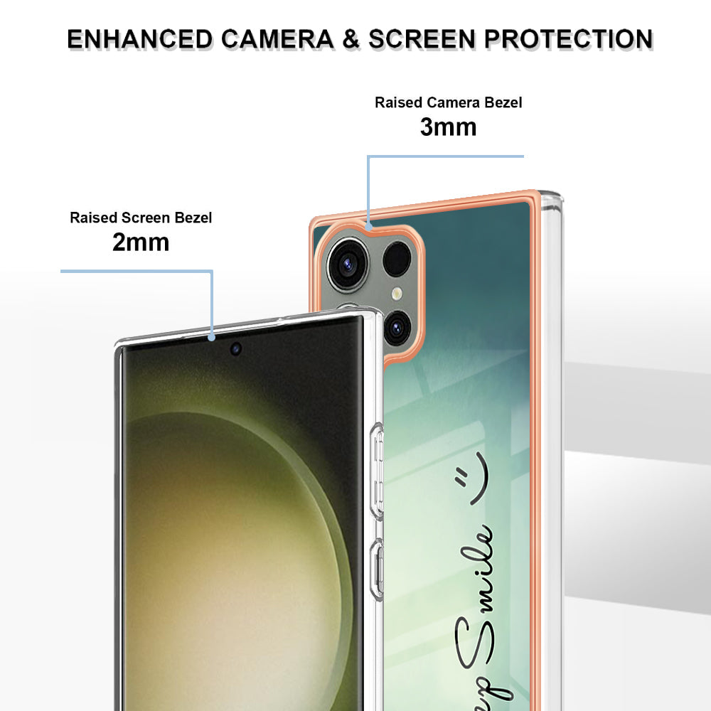 YB IMD Series-19 Style D Phone Case for Samsung Galaxy S23 Ultra , 2.0mm TPU Pattern IMD Electroplating Cover