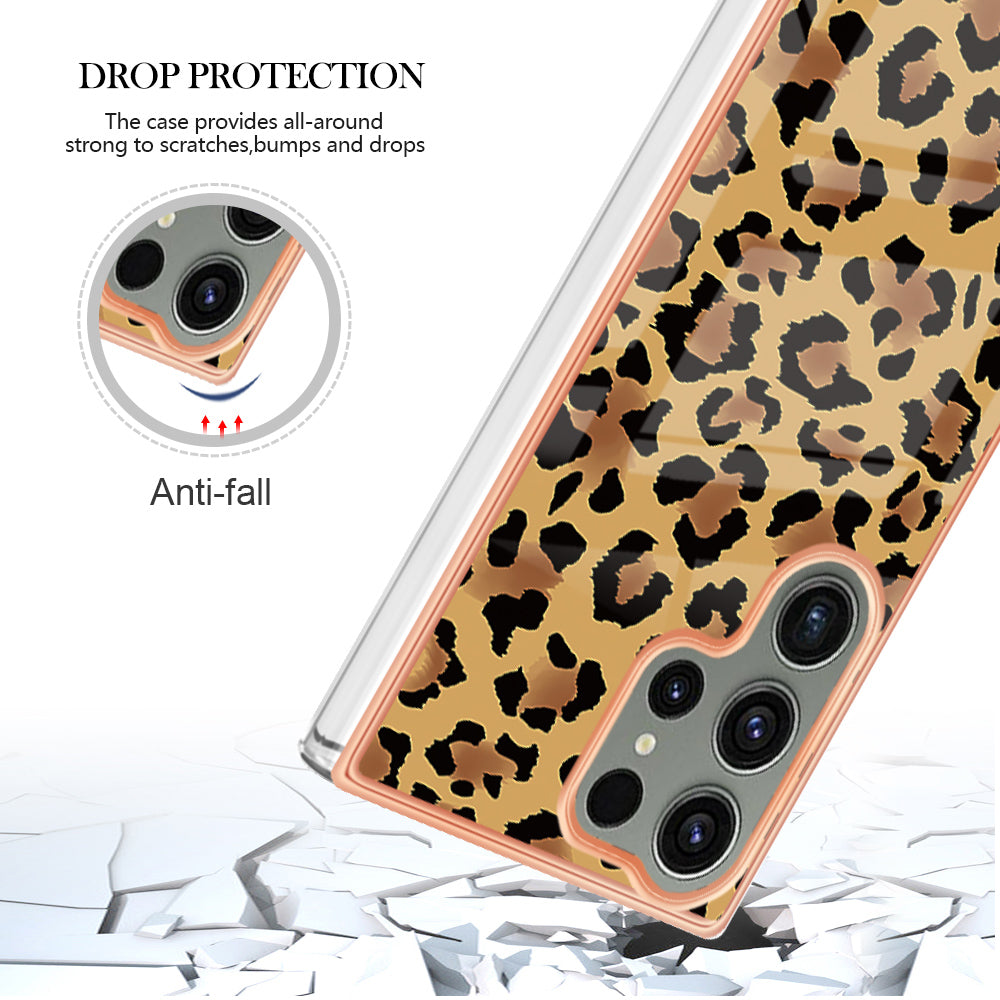 YB IMD Series-19 Style D Phone Case for Samsung Galaxy S23 Ultra , 2.0mm TPU Pattern IMD Electroplating Cover