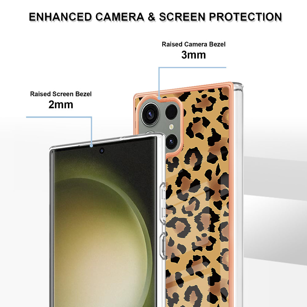 YB IMD Series-19 Style D Phone Case for Samsung Galaxy S23 Ultra , 2.0mm TPU Pattern IMD Electroplating Cover