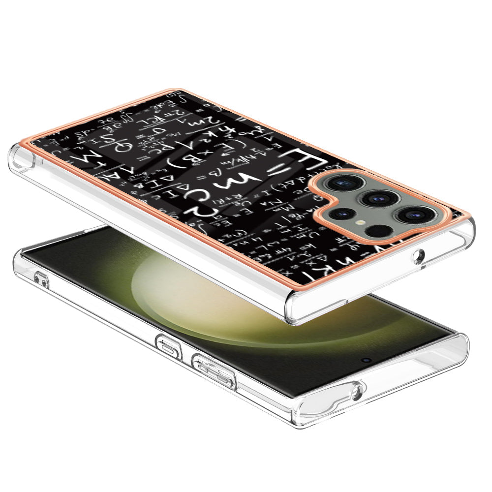 YB IMD Series-19 Style D Phone Case for Samsung Galaxy S23 Ultra , 2.0mm TPU Pattern IMD Electroplating Cover