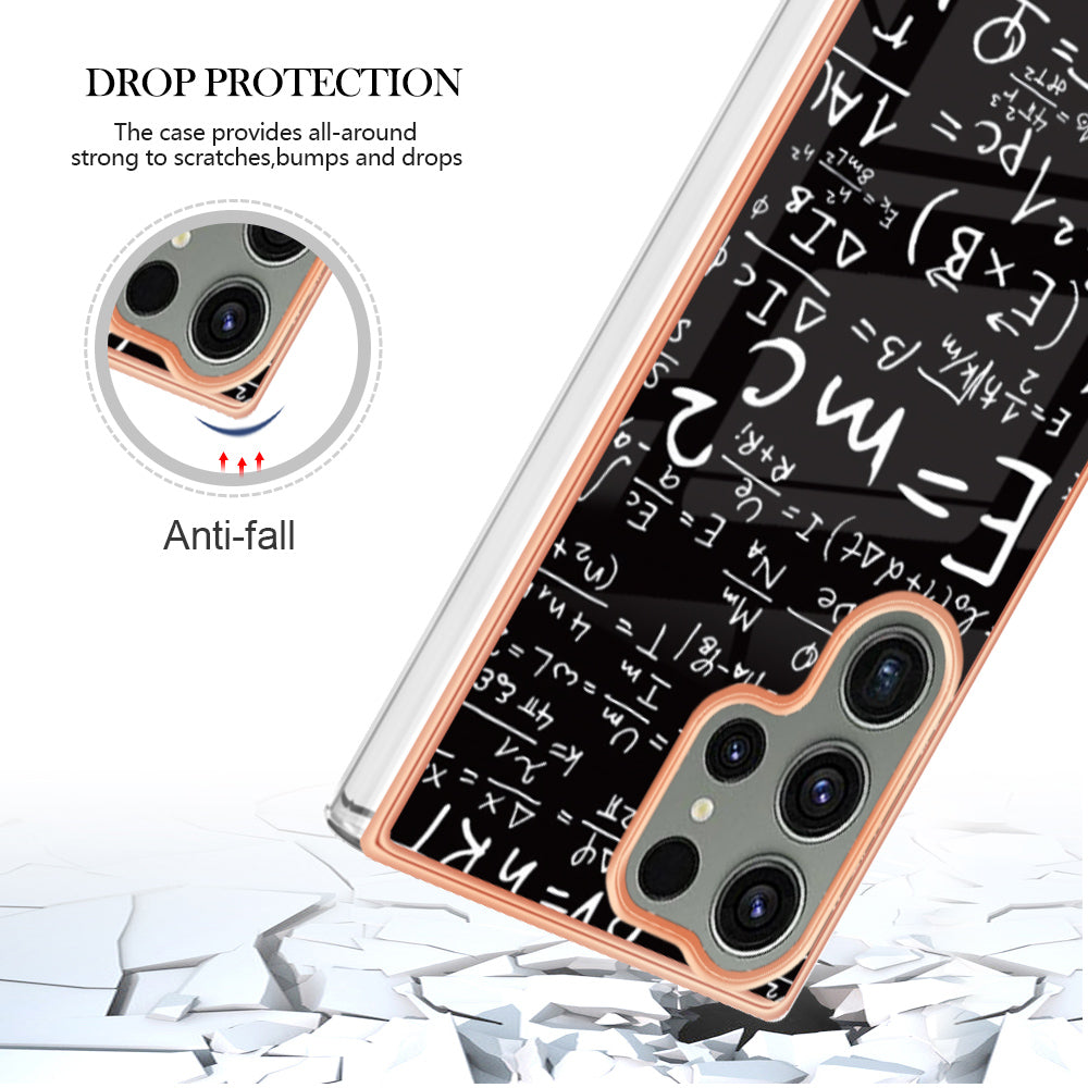 YB IMD Series-19 Style D Phone Case for Samsung Galaxy S23 Ultra , 2.0mm TPU Pattern IMD Electroplating Cover