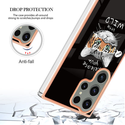 YB IMD Series-19 Style D Phone Case for Samsung Galaxy S23 Ultra , 2.0mm TPU Pattern IMD Electroplating Cover