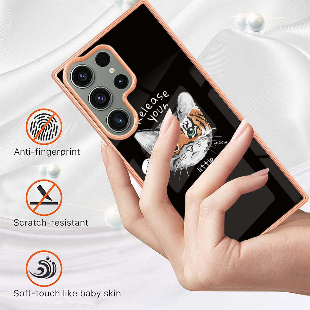YB IMD Series-19 Style D Phone Case for Samsung Galaxy S23 Ultra , 2.0mm TPU Pattern IMD Electroplating Cover