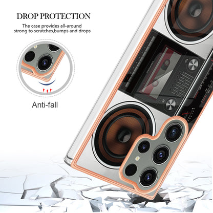 YB IMD Series-19 Style D Phone Case for Samsung Galaxy S23 Ultra , 2.0mm TPU Pattern IMD Electroplating Cover