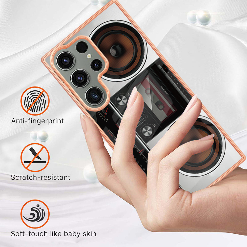 YB IMD Series-19 Style D Phone Case for Samsung Galaxy S23 Ultra , 2.0mm TPU Pattern IMD Electroplating Cover