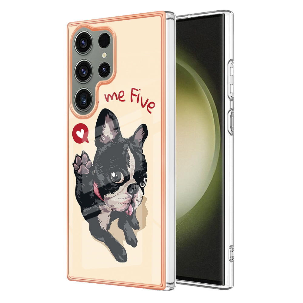 YB IMD Series-19 Style D Phone Case for Samsung Galaxy S23 Ultra , 2.0mm TPU Pattern IMD Electroplating Cover