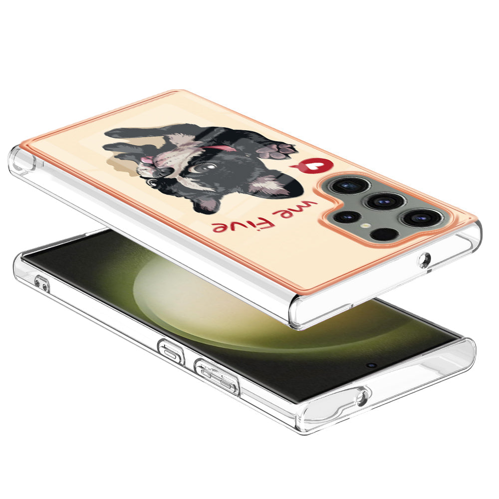 YB IMD Series-19 Style D Phone Case for Samsung Galaxy S23 Ultra , 2.0mm TPU Pattern IMD Electroplating Cover