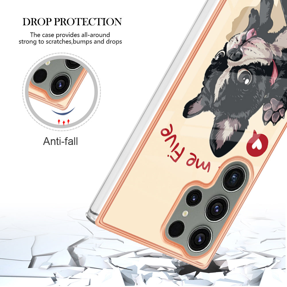 YB IMD Series-19 Style D Phone Case for Samsung Galaxy S23 Ultra , 2.0mm TPU Pattern IMD Electroplating Cover