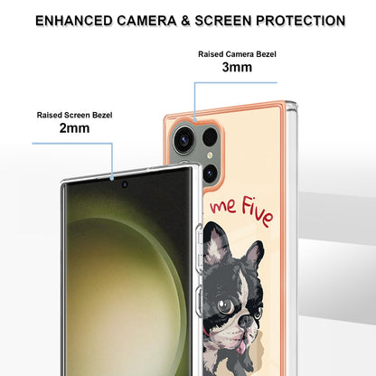 YB IMD Series-19 Style D Phone Case for Samsung Galaxy S23 Ultra , 2.0mm TPU Pattern IMD Electroplating Cover