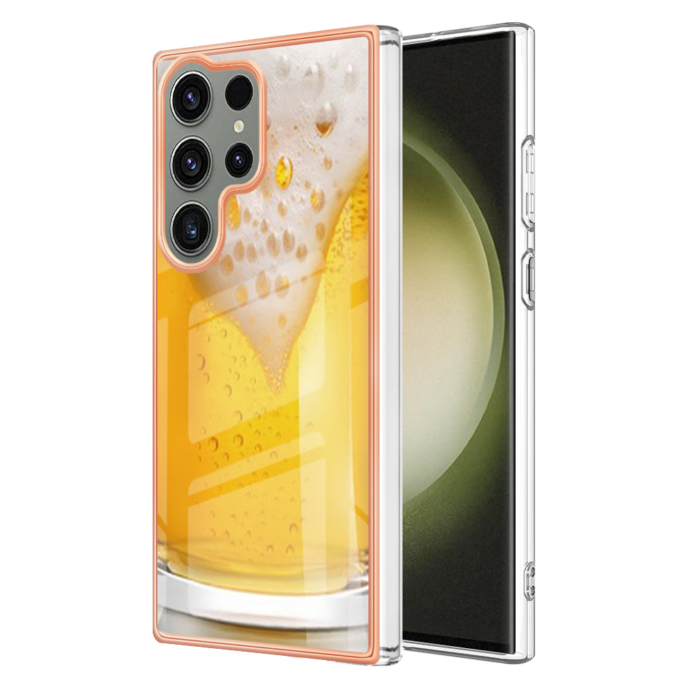 YB IMD Series-19 Style D Phone Case for Samsung Galaxy S23 Ultra , 2.0mm TPU Pattern IMD Electroplating Cover