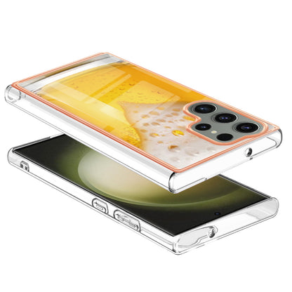 YB IMD Series-19 Style D Phone Case for Samsung Galaxy S23 Ultra , 2.0mm TPU Pattern IMD Electroplating Cover