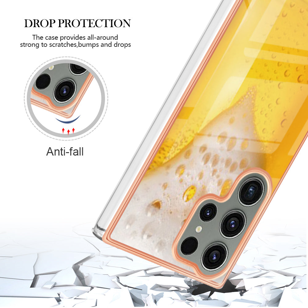 YB IMD Series-19 Style D Phone Case for Samsung Galaxy S23 Ultra , 2.0mm TPU Pattern IMD Electroplating Cover
