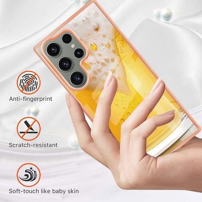 YB IMD Series-19 Style D Phone Case for Samsung Galaxy S23 Ultra , 2.0mm TPU Pattern IMD Electroplating Cover