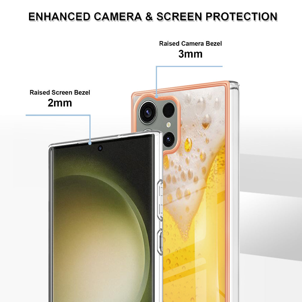 YB IMD Series-19 Style D Phone Case for Samsung Galaxy S23 Ultra , 2.0mm TPU Pattern IMD Electroplating Cover