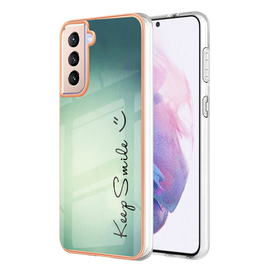 YB IMD Series-19 Style D 2.0mm TPU Case for Samsung Galaxy S21 FE 5G , IMD Pattern Electroplating Anti-Drop Phone Cover
