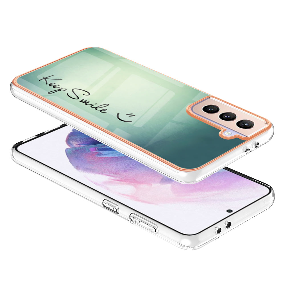 YB IMD Series-19 Style D 2.0mm TPU Case for Samsung Galaxy S21 FE 5G , IMD Pattern Electroplating Anti-Drop Phone Cover