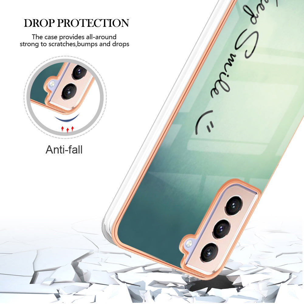 YB IMD Series-19 Style D 2.0mm TPU Case for Samsung Galaxy S21 FE 5G , IMD Pattern Electroplating Anti-Drop Phone Cover