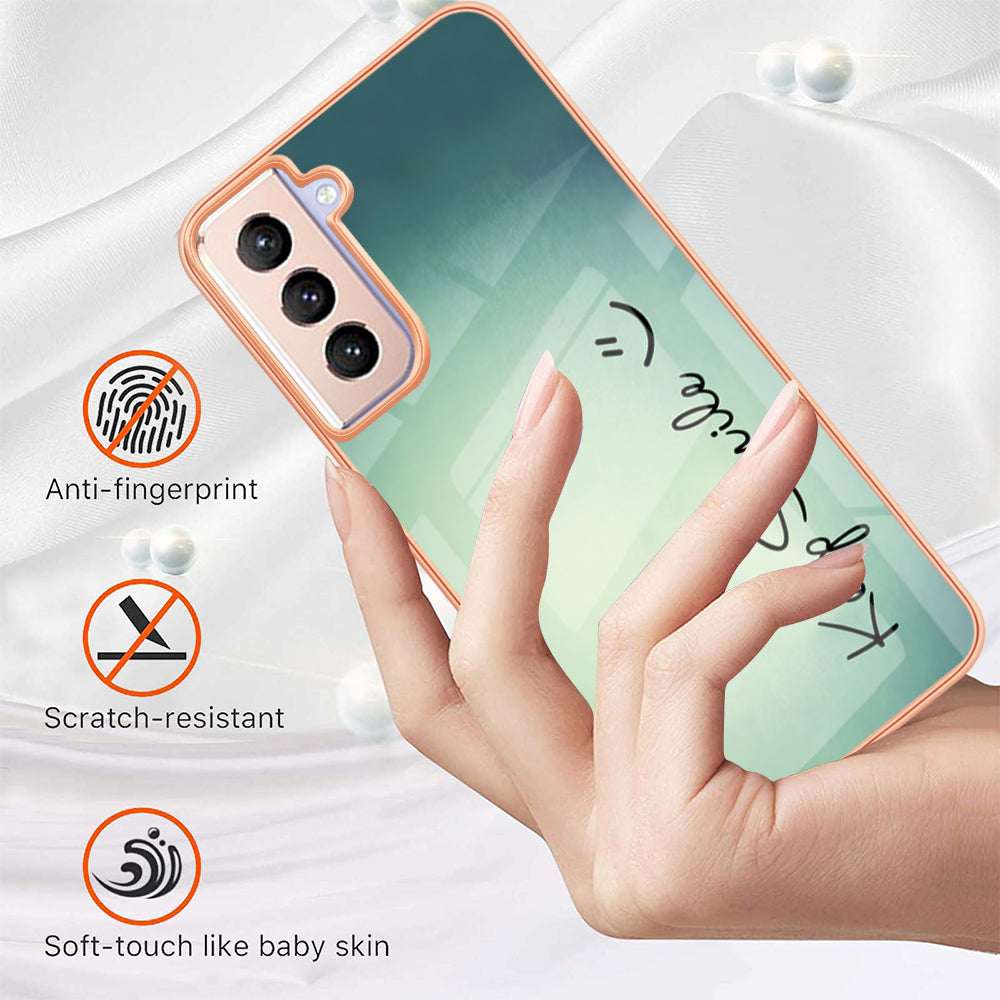 YB IMD Series-19 Style D 2.0mm TPU Case for Samsung Galaxy S21 FE 5G , IMD Pattern Electroplating Anti-Drop Phone Cover