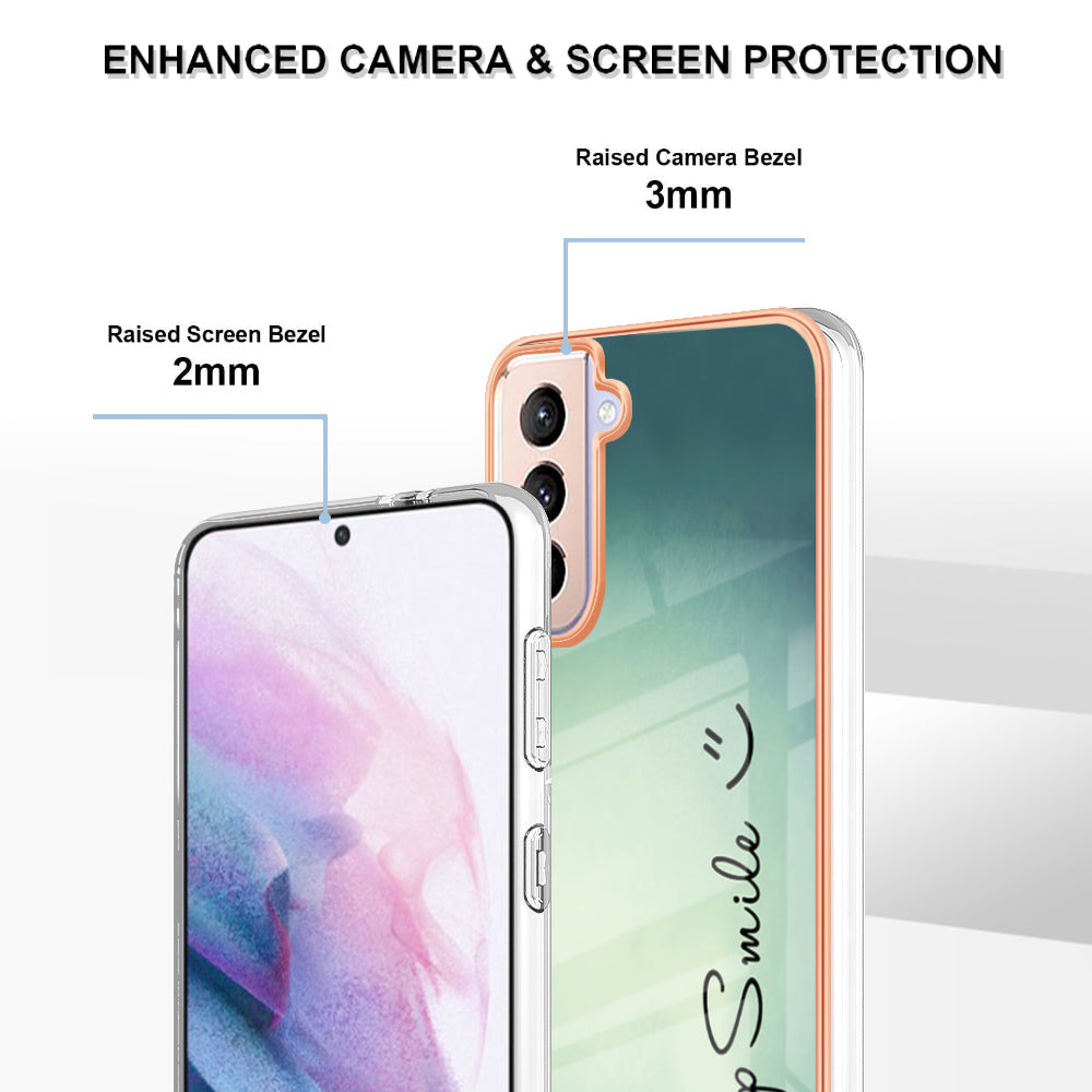 YB IMD Series-19 Style D 2.0mm TPU Case for Samsung Galaxy S21 FE 5G , IMD Pattern Electroplating Anti-Drop Phone Cover