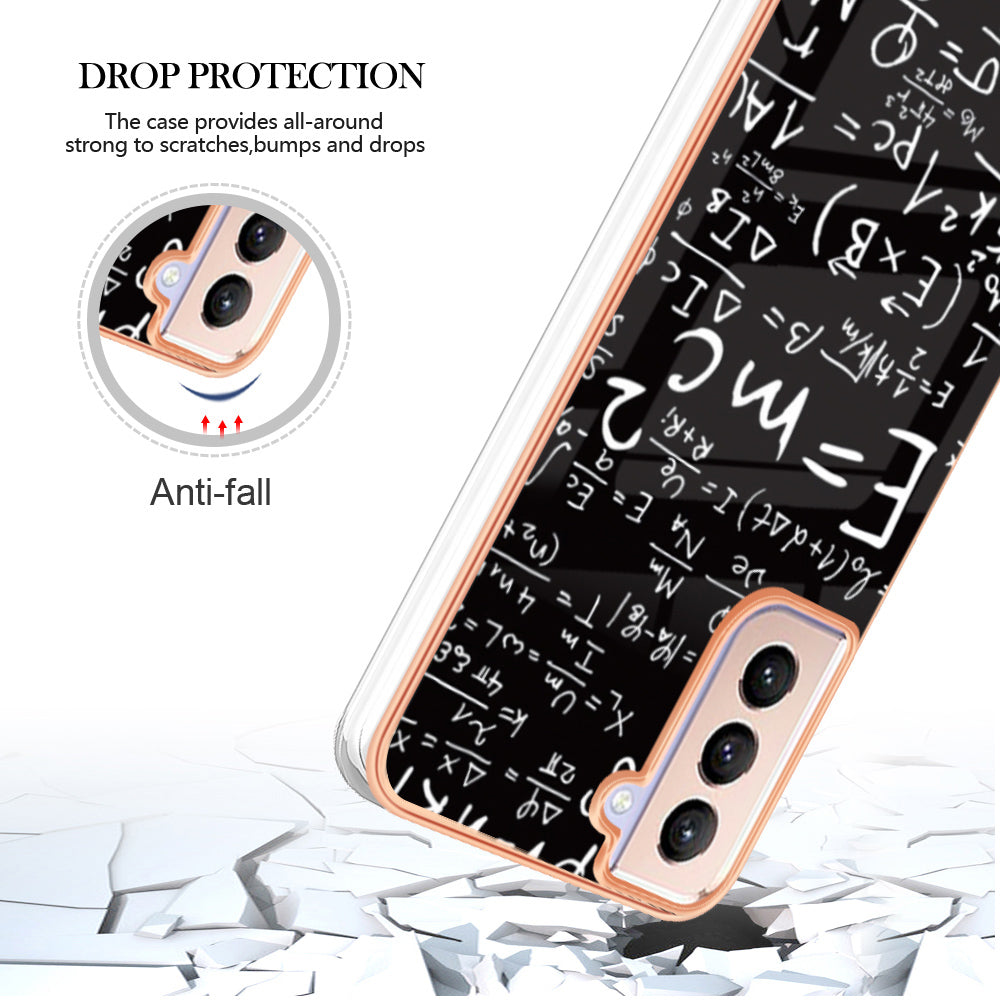YB IMD Series-19 Style D 2.0mm TPU Case for Samsung Galaxy S21 FE 5G , IMD Pattern Electroplating Anti-Drop Phone Cover