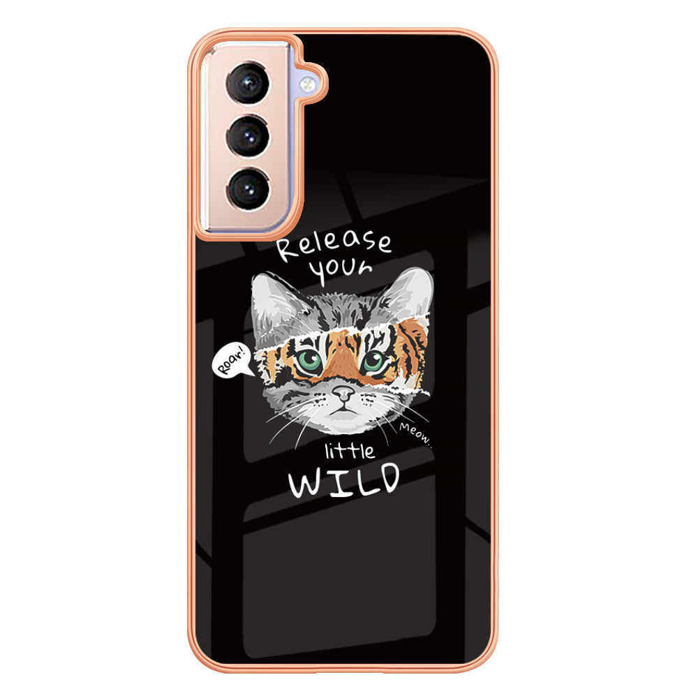 YB IMD Series-19 Style D 2.0mm TPU Case for Samsung Galaxy S21 FE 5G , IMD Pattern Electroplating Anti-Drop Phone Cover