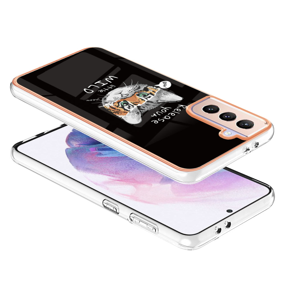 YB IMD Series-19 Style D 2.0mm TPU Case for Samsung Galaxy S21 FE 5G , IMD Pattern Electroplating Anti-Drop Phone Cover
