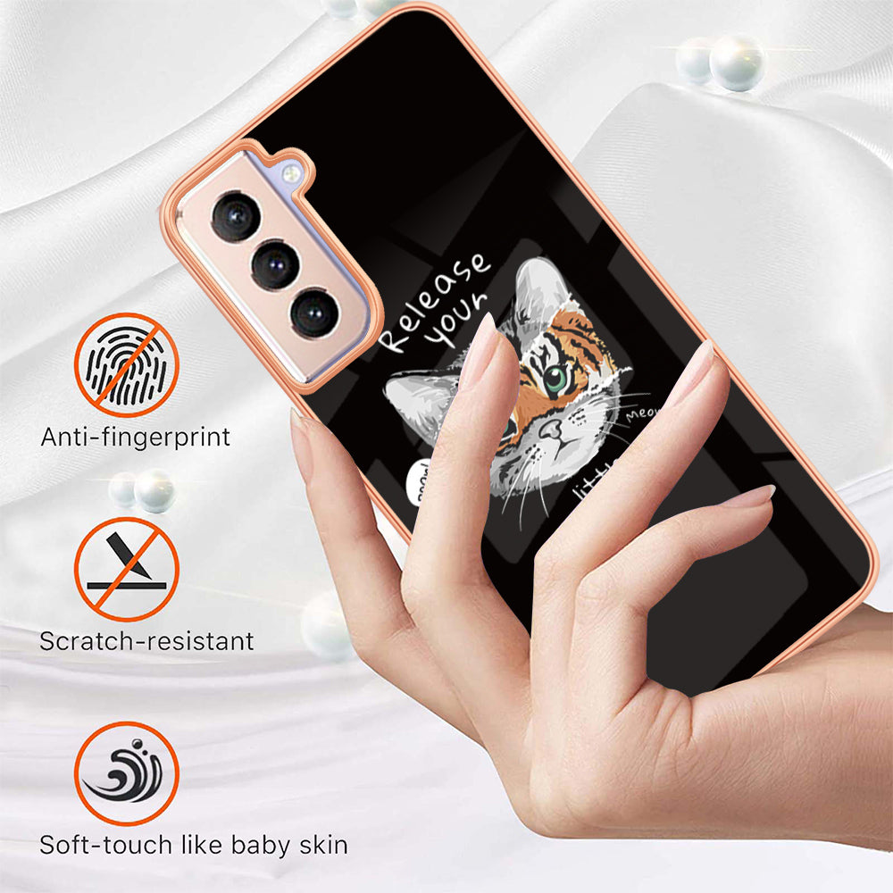 YB IMD Series-19 Style D 2.0mm TPU Case for Samsung Galaxy S21 FE 5G , IMD Pattern Electroplating Anti-Drop Phone Cover