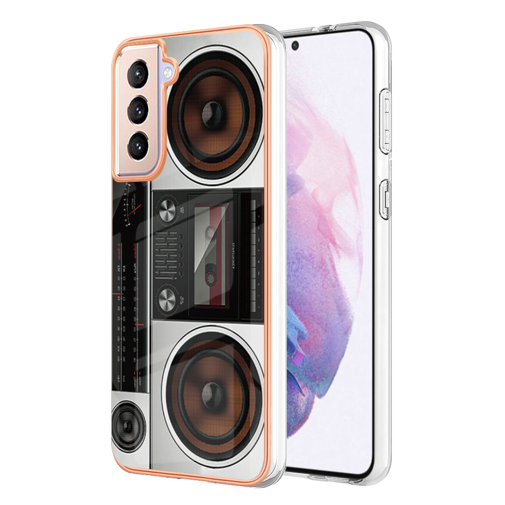 YB IMD Series-19 Style D 2.0mm TPU Case for Samsung Galaxy S21 FE 5G , IMD Pattern Electroplating Anti-Drop Phone Cover