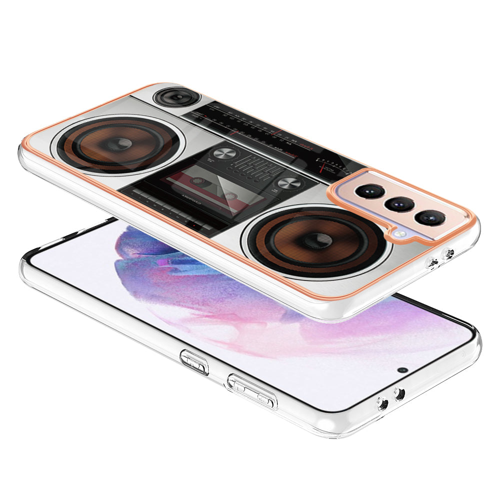 YB IMD Series-19 Style D 2.0mm TPU Case for Samsung Galaxy S21 FE 5G , IMD Pattern Electroplating Anti-Drop Phone Cover