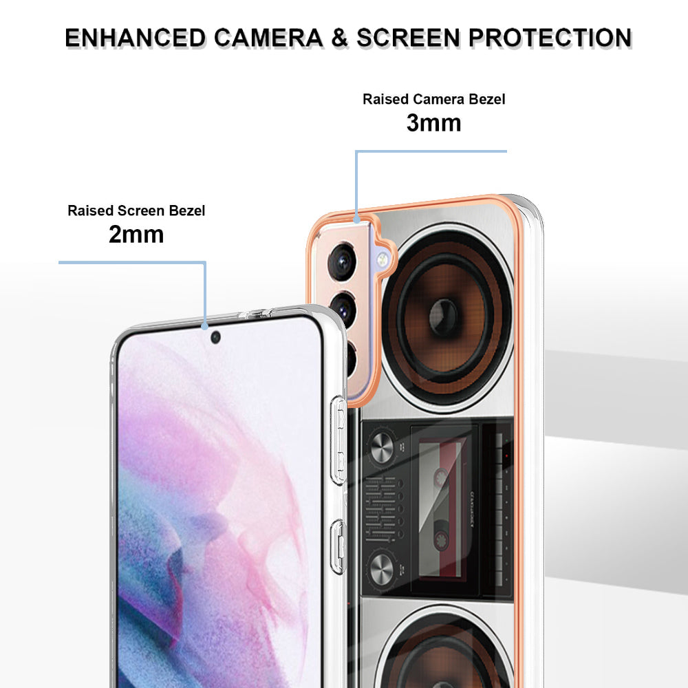 YB IMD Series-19 Style D 2.0mm TPU Case for Samsung Galaxy S21 FE 5G , IMD Pattern Electroplating Anti-Drop Phone Cover