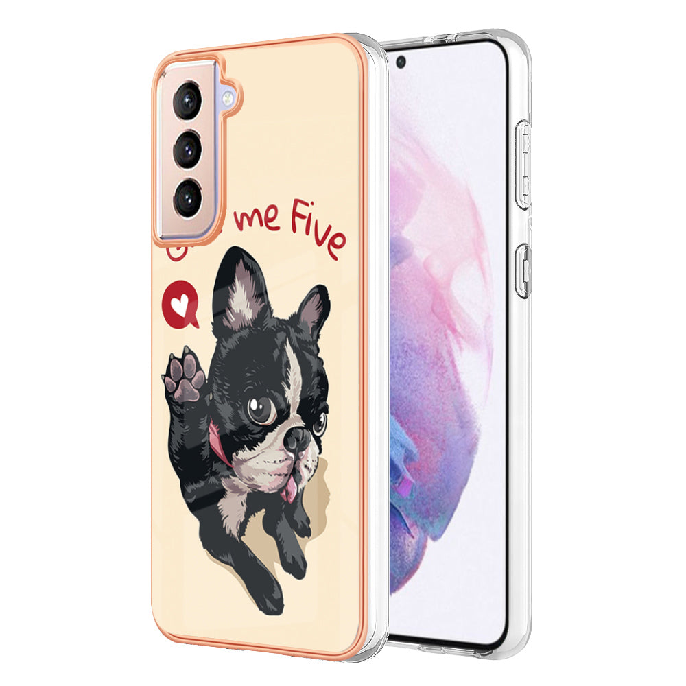 YB IMD Series-19 Style D 2.0mm TPU Case for Samsung Galaxy S21 FE 5G , IMD Pattern Electroplating Anti-Drop Phone Cover