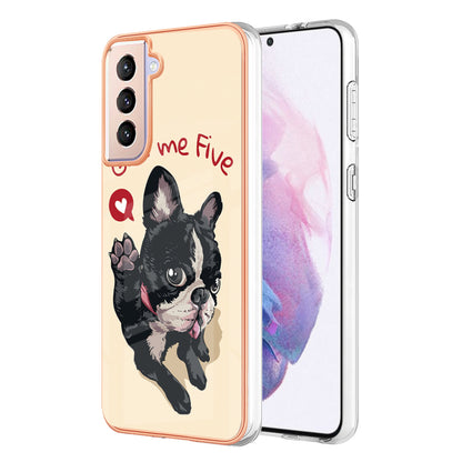 YB IMD Series-19 Style D 2.0mm TPU Case for Samsung Galaxy S21 FE 5G , IMD Pattern Electroplating Anti-Drop Phone Cover
