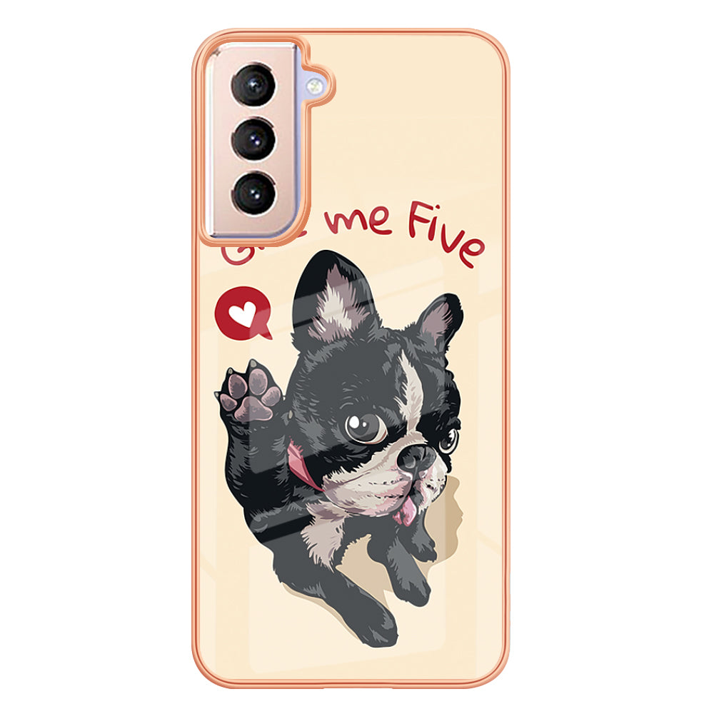 YB IMD Series-19 Style D 2.0mm TPU Case for Samsung Galaxy S21 FE 5G , IMD Pattern Electroplating Anti-Drop Phone Cover