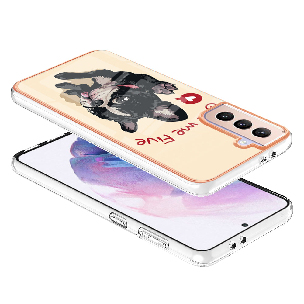 YB IMD Series-19 Style D 2.0mm TPU Case for Samsung Galaxy S21 FE 5G , IMD Pattern Electroplating Anti-Drop Phone Cover