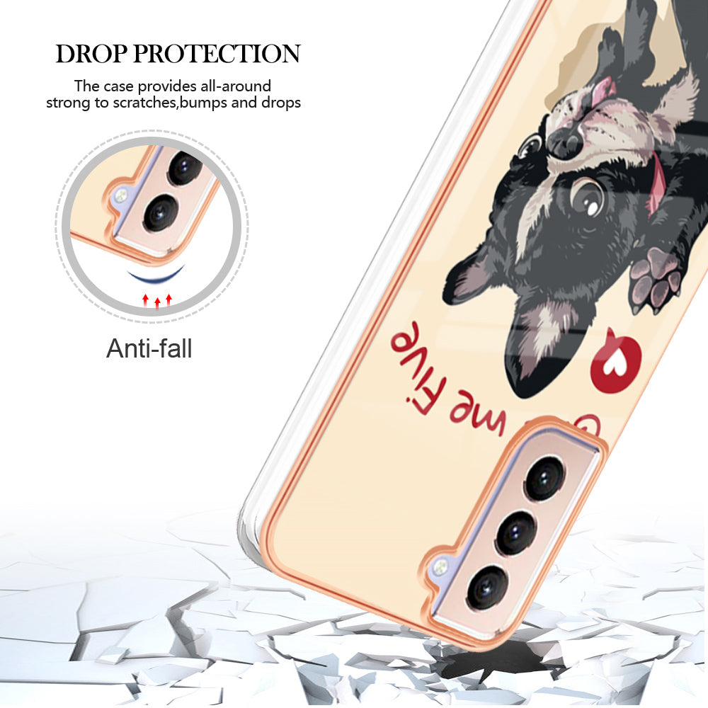 YB IMD Series-19 Style D 2.0mm TPU Case for Samsung Galaxy S21 FE 5G , IMD Pattern Electroplating Anti-Drop Phone Cover