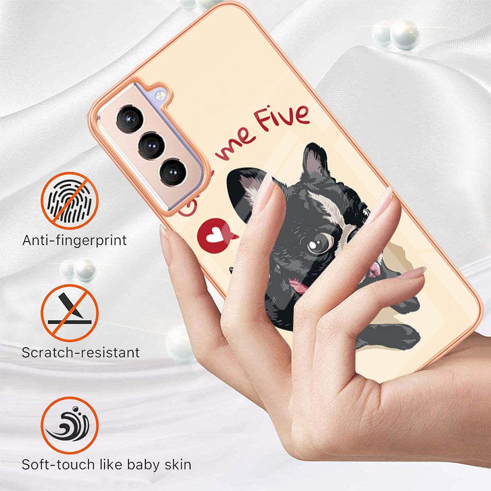 YB IMD Series-19 Style D 2.0mm TPU Case for Samsung Galaxy S21 FE 5G , IMD Pattern Electroplating Anti-Drop Phone Cover
