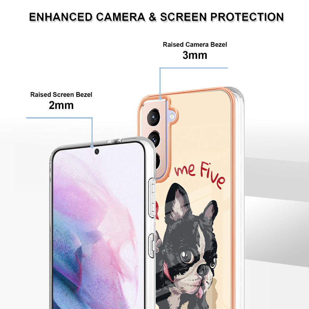 YB IMD Series-19 Style D 2.0mm TPU Case for Samsung Galaxy S21 FE 5G , IMD Pattern Electroplating Anti-Drop Phone Cover